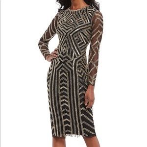Gianni Bini black and gold beaded dress w/ sleeves